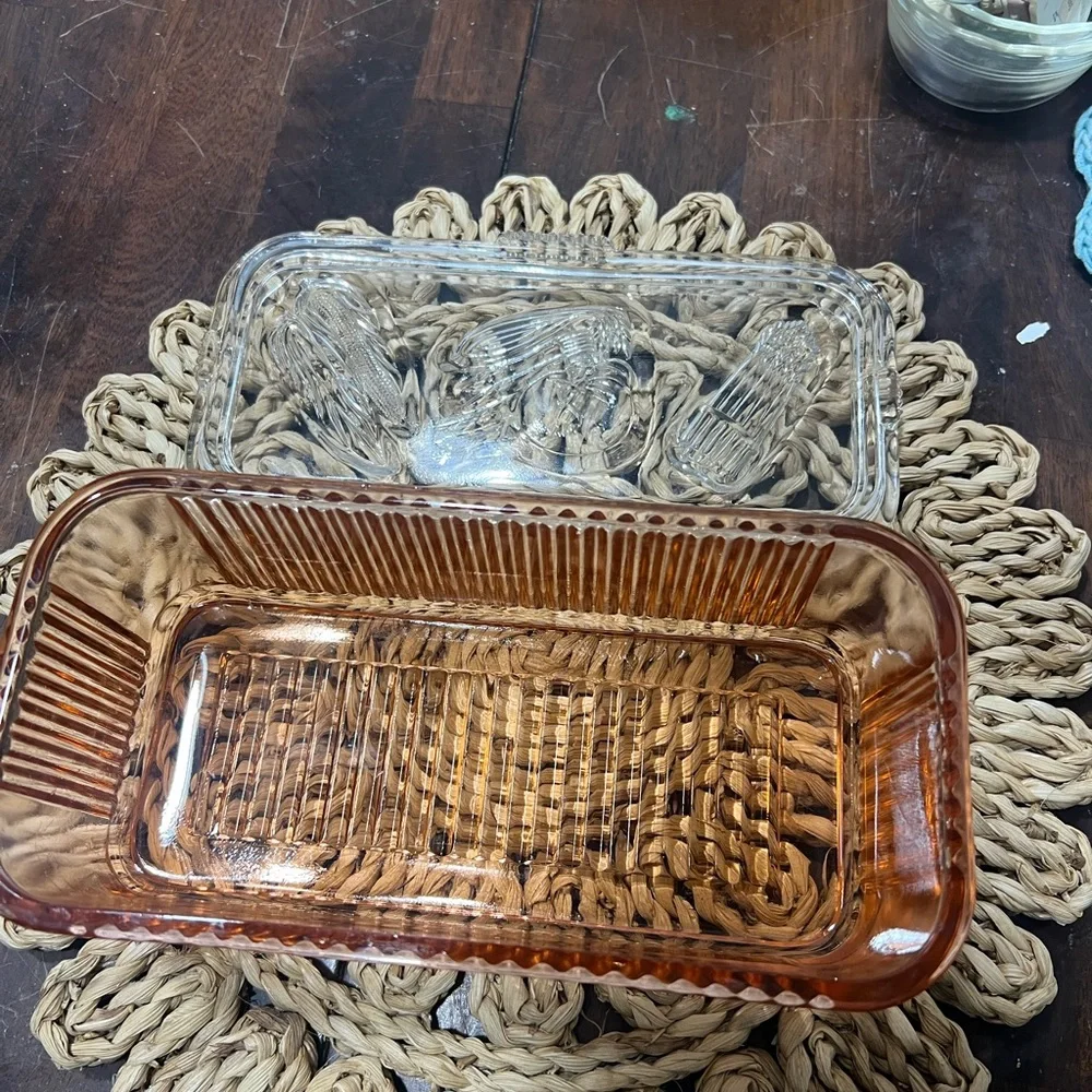 Vintage Glass Food Storage Container with Clear Lid
